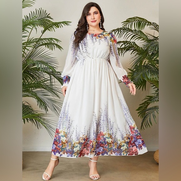 SHEIN Dresses & Skirts - SHEIN white floral print women’s dress